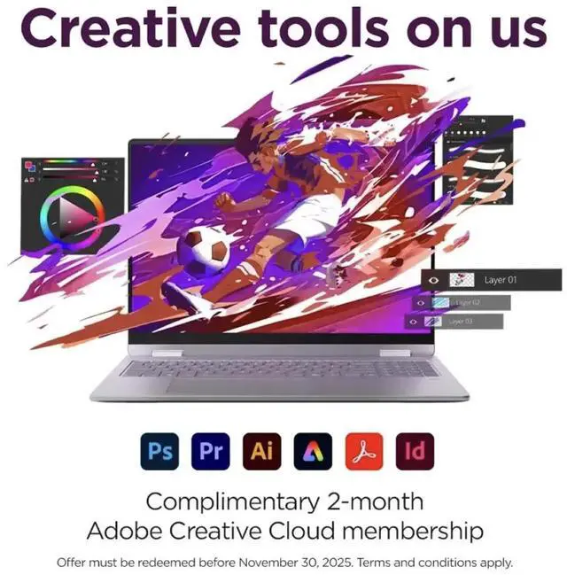 Alt view image 2 of 7 - Lenovo Yoga 7i 2-in-1 AI PC 2-in-1 Laptop 16.0" Touchscreen IPS WUXGA Display (Intel Ultra 7-256V, 16GB LPDDR5X, 1TB SSD, Backlit KB, Fingerprint, 2 Thunderbolt 4, WiFi 7, Webcam, Win 11 Home)