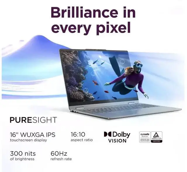 Alt view image 5 of 7 - Lenovo Yoga 7i 2-in-1 AI PC 2-in-1 Laptop 16.0" Touchscreen IPS WUXGA Display (Intel Ultra 7-256V, 16GB LPDDR5X, 1TB SSD, Backlit KB, Fingerprint, 2 Thunderbolt 4, WiFi 7, Webcam, Win 11 Home)