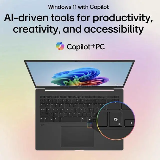 Alt view image 2 of 7 - LG gram AI Powered Laptop 17.0" Touchscreen LCD WQXGA Display (Intel Ultra 7-258V, 32GB LPDDR5X, 2TB PCIe SSD, Intel Arc, Backlit KB, Fingerprint, 2 Thunderbolt 4, WiFi 7, Webcam, Win 11 Home)