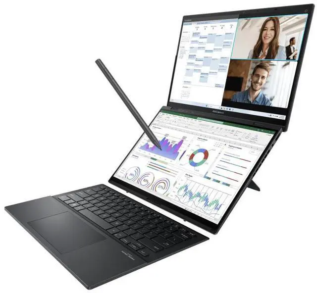 Alt view image 4 of 7 - ASUS Zenbook Duo AI Powered 2-in-1 Laptop 14.0" Touchscreen OLED 2.8K Display (Intel Ultra 9-285H, 32GB LPDDR5X, 1TB SSD, Active Pen, Backlit KB, 2 Thunderbolt 4, WiFi 7, Webcam, Win 11 Home)