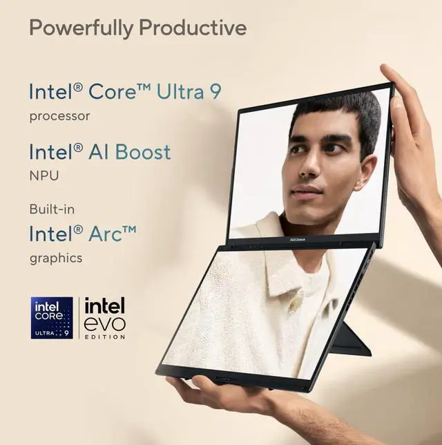 Alt view image 5 of 7 - ASUS Zenbook Duo AI Powered 2-in-1 Laptop 14.0" Touchscreen OLED 2.8K Display (Intel Ultra 9-285H, 32GB LPDDR5X, 1TB SSD, Active Pen, Backlit KB, 2 Thunderbolt 4, WiFi 7, Webcam, Win 11 Home)