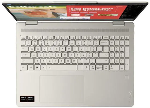 Alt view image 6 of 7 - Lenovo Yoga AI PC 2-in-1 Laptop 16.0" Touchscreen IPS WUXGA Display (AMD Ryzen AI 5 340, 16GB LPDDR5X, 512GB SSD, Backlit KB, Fingerprint, WiFi 7, Webcam, Bluetooth 5.4, Win 11 Home)