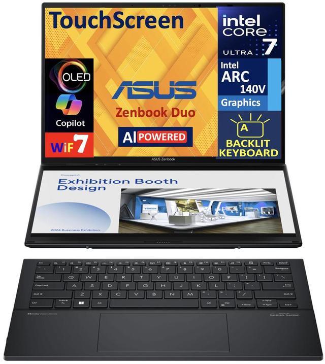 Main image of ASUS Zenbook Duo AI Powered 2-in-1 Laptop 14.0" Touchscreen OLED 2.8K Display (Intel Ultra 7-255H, 32GB LPDDR5X, 1TB PCIe SSD, Backlit KB, 2 Thunderbolt 4, WiFi 7, Webcam, Bluetooth 5.4, Win 11 Pro)