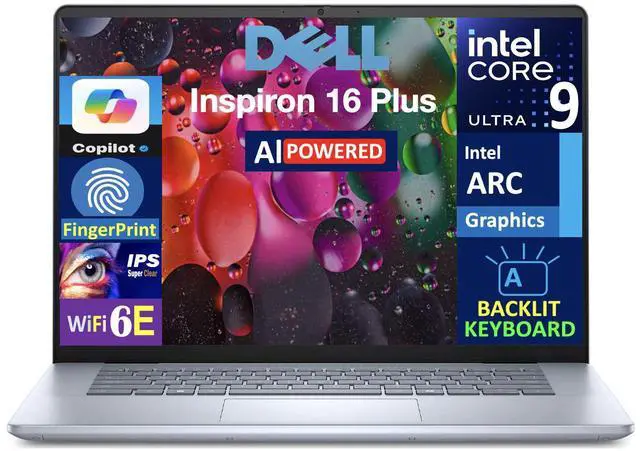 Main image of Dell Inspiron 16 Plus 7640 AI Powered Laptop 16.0" IPS WQXGA Display (Intel Ultra 9-185H, 16GB LPDDR5X, 4TB PCIe SSD, Intel Arc, Backlit KB, Fingerprint, Thunderbolt 4, WiFi 6E, Webcam, Win 11 Home)