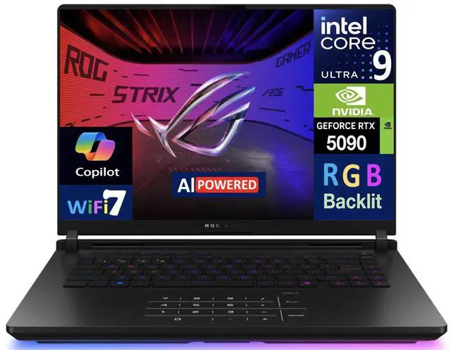 Main image of ASUS ROG Strix SCAR AI Gaming Laptop 16.0" 240Hz Mini LED WQXGA Display (Intel Ultra 9- 275HX, NVIDIA GeForce RTX 5090 24GB, 32GB DDR5, 2TB SSD, RGB KB, 2 Thunderbolt 5, WiFi 7, Webcam, Win 11 Pro)
