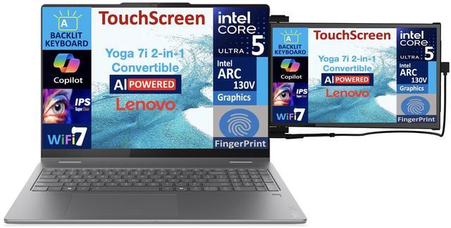 Alt view image 3 of 7 - Lenovo Yoga AI Powered 2-in-1 Laptop 16.0" Touchscreen IPS WUXGA Display (Intel Ultra 5-226v, 16GB LPDDR5X, 512GB SSD, Backlit KB, Fingerprint, 2 Thunderbolt 4, Win 11 Home) w/Duex Max DS Monitor