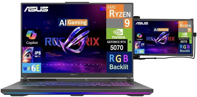 Alt view image 3 of 7 - ASUS ROG Strix G18 Laptop 18" 240Hz WQXGA Display (AMD Ryzen 9 8940HX, NVIDIA GeForce RTX 5070 8GB, 16GB DDR5, 1TB SSD, RGB KB, WiFi 6E, Webcam, Bluetooth 5.4, Win 11 Home) w/Duex Max DS Monitor