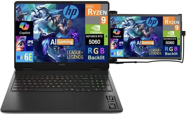 Alt view image 3 of 7 - HP OMEN AI Gaming Laptop 16.0" 144Hz IPS WUXGA Display (AMD Ryzen 9 8940HX, NVIDIA GeForce RTX 5060 8GB, 32GB DDR5, 1TB SSD, 3-Zone RGB KB, WiFi 6E, Webcam, Win 11 Home) w/Duex Max DS Monitor