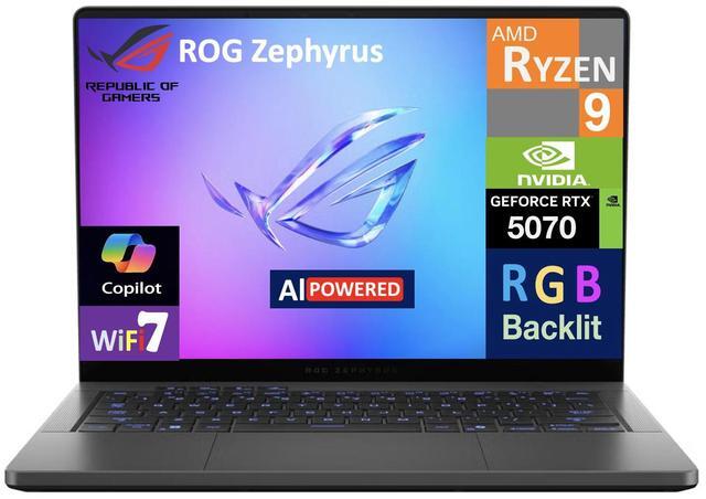 Main image of ASUS ROG Zephyrus AI Gaming Laptop 14.0" 120Hz 2.8K Display (AMD Ryzen 9 270, GeForce RTX 5070 8GB, 32GB LPDDR5X, 1TB SSD, RGB KB, WiFi 7, Webcam, Bluetooth 5.4, Win 11 Home)