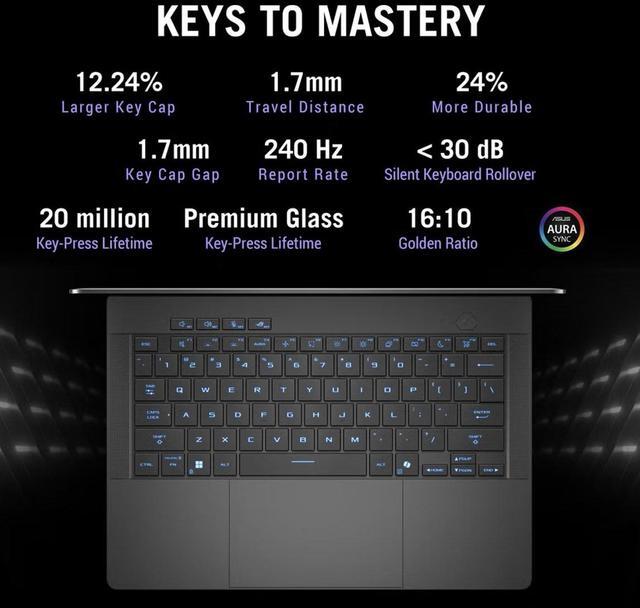 Alt view image 6 of 7 - ASUS ROG Zephyrus AI Gaming Laptop 14.0" 120Hz 2.8K Display (AMD Ryzen 9 270, GeForce RTX 5070 8GB, 32GB LPDDR5X, 1TB SSD, RGB KB, WiFi 7, Webcam, Bluetooth 5.4, Win 11 Home)