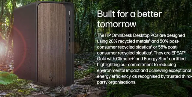 Alt view image 4 of 7 - HP OmniDesk AI Powered Desktop (Intel Ultra 7-265, 32GB DDR5, 1TB SSD, Intel Graphics, 280W PSU, WiFi 6, Bluetooth 5.4, RJ-45, 1 Display Port, HDMI, Win 11 Home)