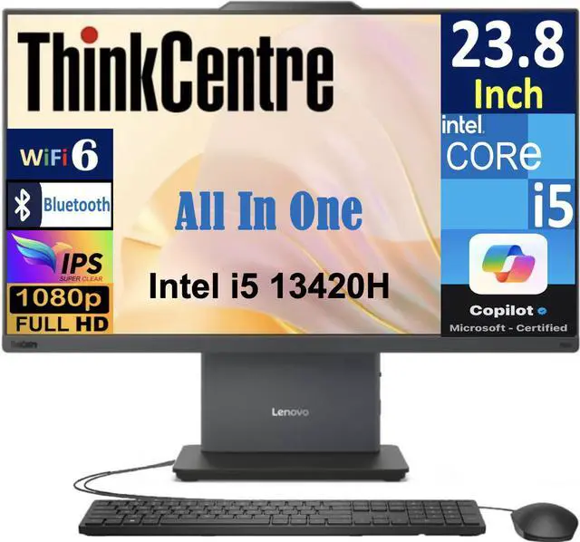 Main image of Lenovo ThinkCentre Neo 50a Gen 5 Business All-in-One 23.8" IPS FHD Display (Intel i5-13420H, 16GB DDR5, 8TB PCIe SSD, Intel UHD, WiFi 6, Webcam, Bluetooth 5.2, Win 11 Pro) (Renewed)