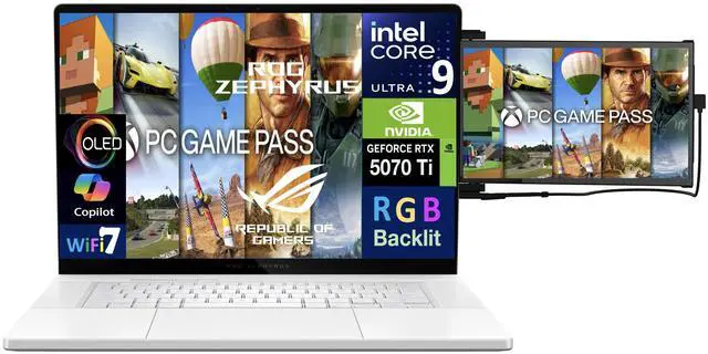 Alt view image 3 of 7 - ASUS ROG Zephyrus G16 Laptop 16.0" 240Hz WQXGA Display (Intel Ultra 9-285H, GeForce RTX 5070 Ti 12GB, 32GB LPDDR5X, 4TB PCIe SSD, RGB KB, Thunderbolt 4, WiFi 7, Win 11 Pro) w/Duex Max DS Monitor