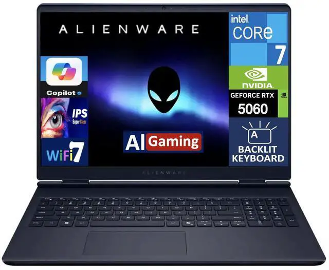 Main image of Alienware 16 Aurora AI Gaming Laptop 16.0" 120Hz IPS WQXGA Display (Intel Core 7 240H, NVIDIA GeForce RTX 5060 8GB, 64GB DDR5, 2TB PCIe SSD, Backlit KB, WiFi 7, Webcam, Bluetooth 5.4, Win 11 Home)