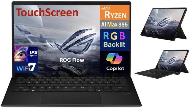 Main image of ASUS ROG Flow Creator 2-in-1 Laptop 13.4" Touchscreen IPS WQXGA Display (AMD AMD Ryzen AI MAX+ 395, 128GB LPDDR5X, 2TB M.2  PCIe SSD, RGB KB, WiFi 7, Webcam, Bluetooth 5.4, Win 11 Pro)