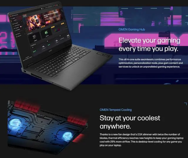 Alt view image 2 of 7 - HP OMEN AI Gaming Laptop 17.3" 240Hz IPS QHD Display (AMD Ryzen AI 9 365, GeForce RTX 5070 8GB, 16GB DDR5, 512GB SSD, RGB KB, WiFi 6, Webcam, Bluetooth 5.4, Win 11 Home)