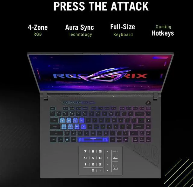 Alt view image 7 of 7 - ASUS ROG Strix G16 AI Gaming Laptop 16.0" 240Hz IPS WQXGA Display (AMD Ryzen 9 9955HX, NVIDIA GeForce RTX 5070 8GB, 32GB DDR5, 1TB SSD, RGB KB, WiFi 6E, Webcam, Bluetooth 5.3, Win 11 Home)