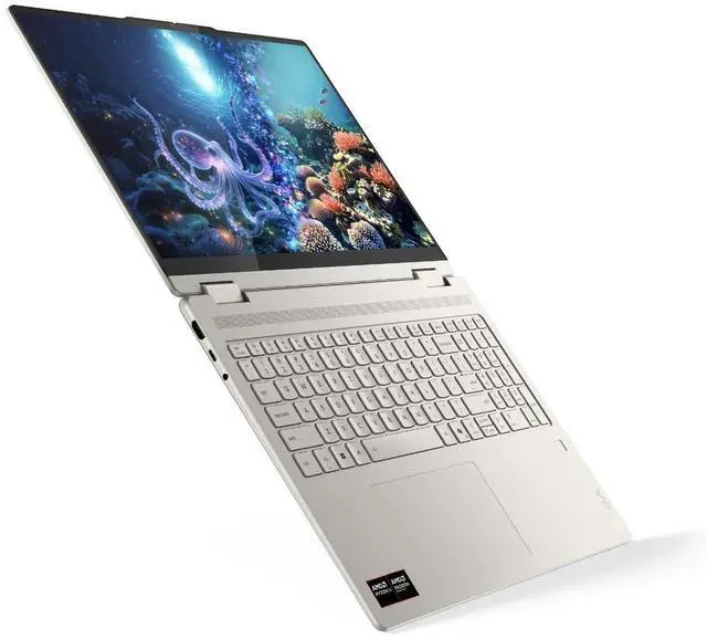 Alt view image 3 of 7 - Lenovo Yoga AI Powered 2-in-1 Laptop 16.0" Touchscreen IPS WUXGA Display (AMD Ryzen AI 7 350, 16GB LPDDR5X, 1TB SSD, Backlit KB, Fingerprint, WiFi 7, Webcam, Bluetooth 5.4, Win 11 Home)
