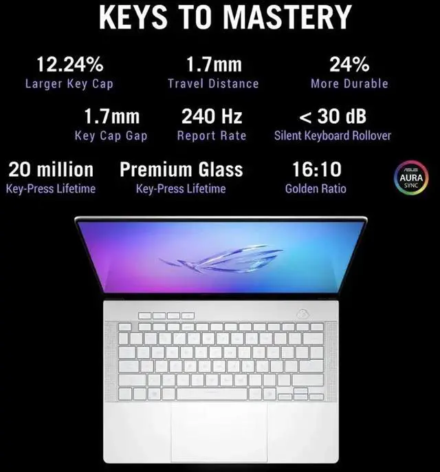 Alt view image 7 of 7 - ASUS ROG Zephyrus AI Gaming Laptop 14.0" 120Hz OLED 2.8K Display (AMD Ryzen 9 270, NVIDIA GeForce RTX 5060 8GB, 16GB LPDDR5X, 1TB SSD, RGB KB, WiFi 7, Webcam, Bluetooth 5.4, Win 11 Home)