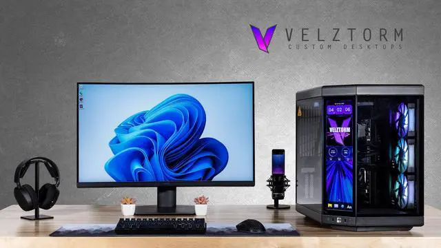 Alt view image 2 of 7 - Velztorm LCD Black Praetix Custom Built Gaming Desktop PC (Intel i9-14900K, GeForce RTX 5070, 64GB DDR5, 2TB PCIe SSD + 6TB HDD, RGB Fans, 360mm AIO, 1000W PSU, WiFi 6E, Bluetooth 5.2, Win 11 Pro)