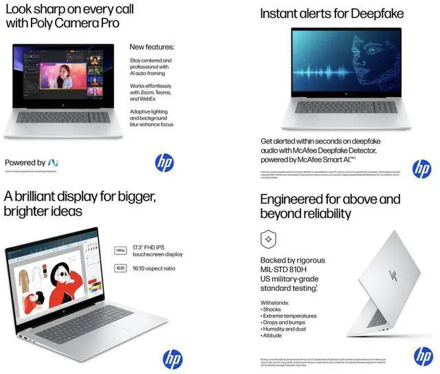 Alt view image 2 of 5 - HP OmniBook X AI Powered Laptop 17.3" Touchscreen IPS FHD Display (Intel Ultra 7-258V, 32GB LPDDR5X, 2TB SSD, Intel Arc 140V, Backlit KB, Thunderbolt 4, WiFi 7, Webcam, Bluetooth 5.4, Win 11 Home)