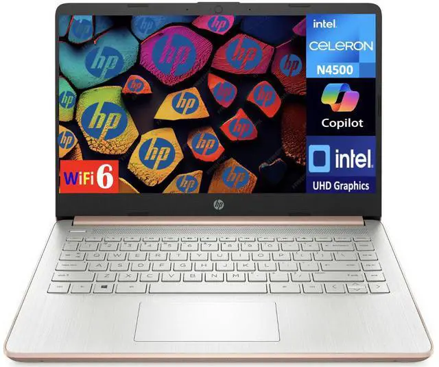 Main image of HP 14 Everyday Value Laptop 14.0" HD Display (Intel Celeron N4500, 8GB DDR4, 128GB PCIe SSD, Intel UHD, WiFi 6, Webcam, Bluetooth 5.2, Win 11 Home S-Mode)