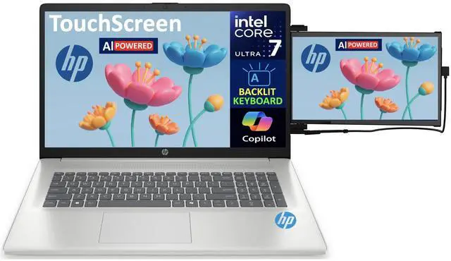 Alt view image 3 of 6 - HP 17 AI Powered Laptop 17.3" Touchscreen HD+ Display (Intel Ultra 7-255U, 64GB DDR5, 1TB PCIe SSD, Intel Graphics, Backlit KB, WiFi 6, Webcam, Bluetooth 5.2, Win 11 Pro) w/Duex Max DS Monitor