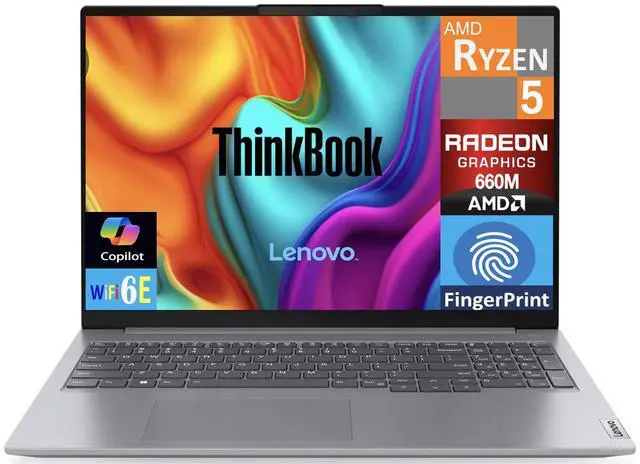Main image of Lenovo ThinkBook Business Laptop 16.0" IPS WUXGA Display (AMD Ryzen 5 7533HS, 16GB DDR5, 4TB PCIe SSD, AMD Radeon, Fingerprint, WiFi 6E, Webcam, Bluetooth 5.3, Win 11 Pro)