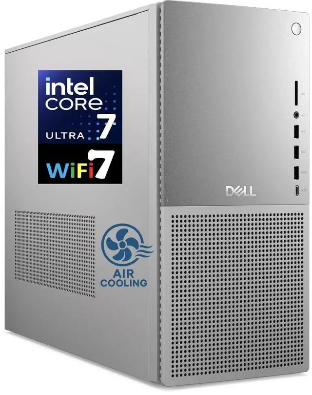 Main image of Dell Tower Plus AI PC Desktop (Intel Ultra 7-265, 32GB DDR5, 128GB PCIe SSD + 2TB HDD, Integrated Graphics, 450W PSU, WiFi 7, Bluetooth 5.4, RJ-45, HDMI, Win 11 Pro)