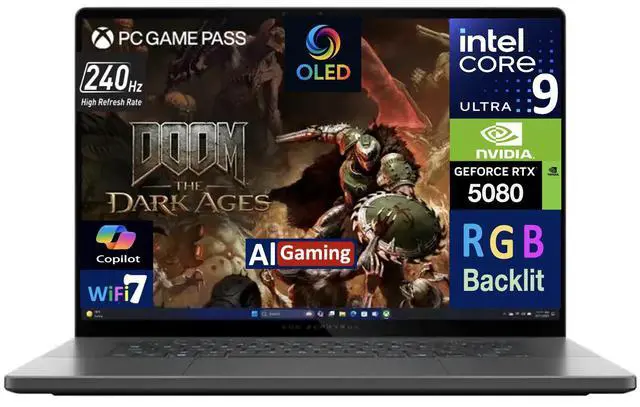 Main image of ASUS ROG Zephyrus AI Gaming Laptop 16.0" 240Hz OLED WQXGA Display (Intel Ultra 9-285H, NVIDIA GeForce RTX 5080 16GB, 32GB LPDDR5X, 4TB PCIe SSD, RGB KB, Thunderbolt 4, WiFi 7, Webcam, Win 11 Home)