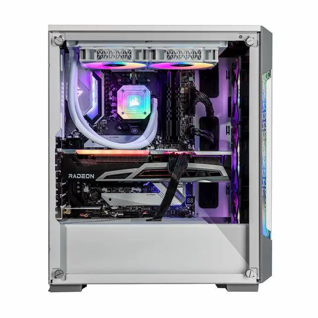 Alt view image 2 of 6 - Velztorm White Ferrux Gaming Desktop PC (AMD Ryzen 9 - 5900X, AMD Radeon RX 9060 XT, 32GB DDR4, 2TB PCIe SSD, 240mm AIO, 750W PSU, RJ-45, 1 Display Port, HDMI, Win 11 Pro)