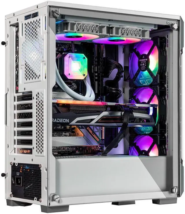 Alt view image 3 of 6 - Velztorm White Ferrux Gaming Desktop PC (AMD Ryzen 9 - 5900X, AMD Radeon RX 9060 XT, 32GB DDR4, 2TB PCIe SSD, 240mm AIO, 750W PSU, RJ-45, 1 Display Port, HDMI, Win 11 Pro)