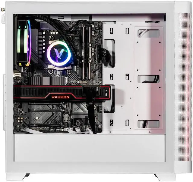 Alt view image 3 of 7 - Velztorm White Pilum Custom Built Gaming Desktop PC (AMD Ryzen 7 5700X, AMD Radeon RX 9060 XT, 32GB DDR4, 2TB PCIe SSD, RGB Fans, 120mm AIO, 750W PSU, WiFi 5, Bluetooth 5.0, RJ-45, Win 11 Home)