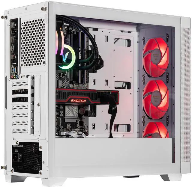 Alt view image 4 of 7 - Velztorm White Pilum Custom Built Gaming Desktop PC (AMD Ryzen 7 5700X, AMD Radeon RX 9060 XT, 32GB DDR4, 2TB PCIe SSD, RGB Fans, 120mm AIO, 750W PSU, WiFi 5, Bluetooth 5.0, RJ-45, Win 11 Home)