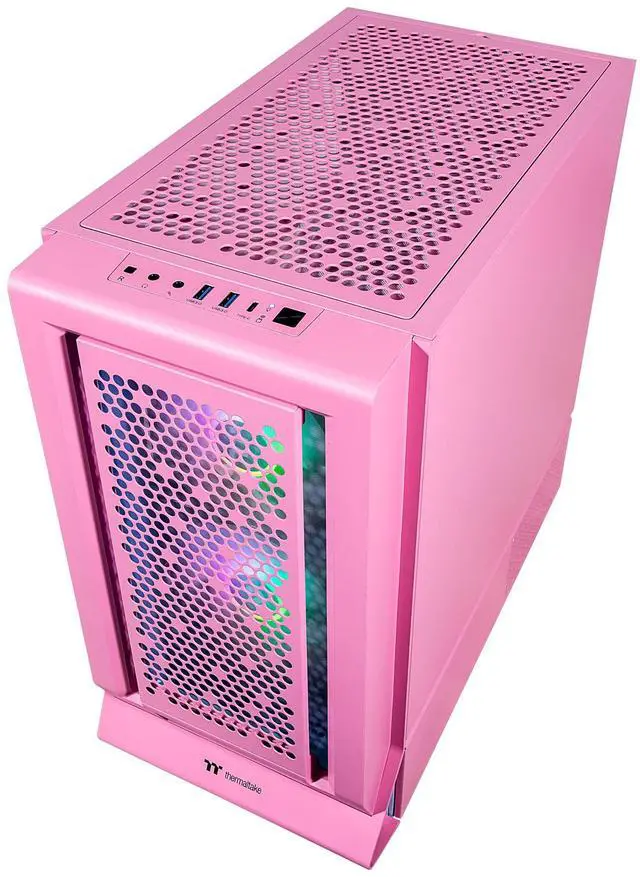 Alt view image 7 of 7 - Velztorm Pink Fultix Gaming Desktop PC (AMD Ryzen 5-5500, Radeon RX570 8G, 32GB DDR4, 2TB PCIe SSD, RGB Fans, 750W PSU, WiFi 5, Bluetooth 5.0, RJ-45, 1 Display Port, HDMI, Win 11 Pro)