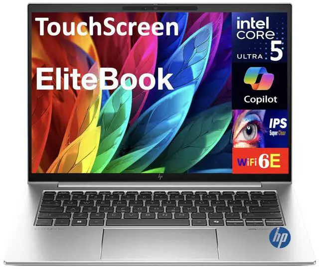 Main image of HP EliteBook Business Laptop 14.0" Touchscreen IPS WUXGA Display (Intel Ultra 5 125U, 64GB DDR5, 1TB PCIe SSD, Intel Graphics, 2 Thunderbolt 4, WiFi 6E, Webcam, Bluetooth 5.3, Win 11 Pro)