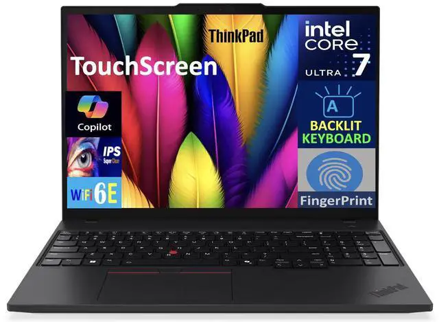 Main image of Lenovo ThinkPad Business Laptop 16.0" Touchscreen IPS WUXGA Display (Intel Core Ultra 7 155U, 32GB DDR5, 512GB SSD, Intel Graphics, Backlit KB, Fingerprint, 2 Thunderbolt 4, WiFi 6E, Win 11 Pro)