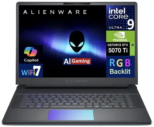 Main image of Alienware 16 Area-51 AI Gaming Laptop 16.0" 240Hz IPS WQXGA Display (Intel Ultra 9- 275HX, NVIDIA GeForce RTX 5070 Ti 12GB, 32GB DDR5, 2TB SSD, RGB KB, 2 Thunderbolt 5, WiFi 7, Webcam, Win 11 Home)