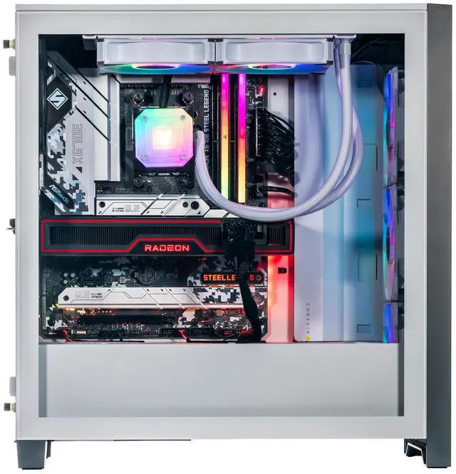 Alt view image 5 of 7 - Velztorm iCUE Certified White Armix Custom Built Gaming Desktop PC (AMD Ryzen 9 7900X, Radeon RX 9070 XT, 64GB DDR5, 8TB PCIe SSD, RGB Fans, 240mm AIO, 1000W PSU, WiFi 6E, Bluetooth 5.2, Win 11 Home)