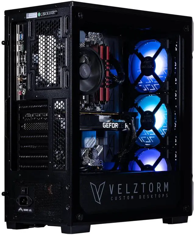 Alt view image 5 of 7 - Velztorm Fultix Custom Built Gaming Desktop PC (AMD Ryzen 5-5500, GeForce RTX 5070 Ti, 32GB DDR4, 1TB PCIe SSD, 750W PSU, WiFi 4, Bluetooth 4.2, RJ-45, HDMI, Win 11 Pro)