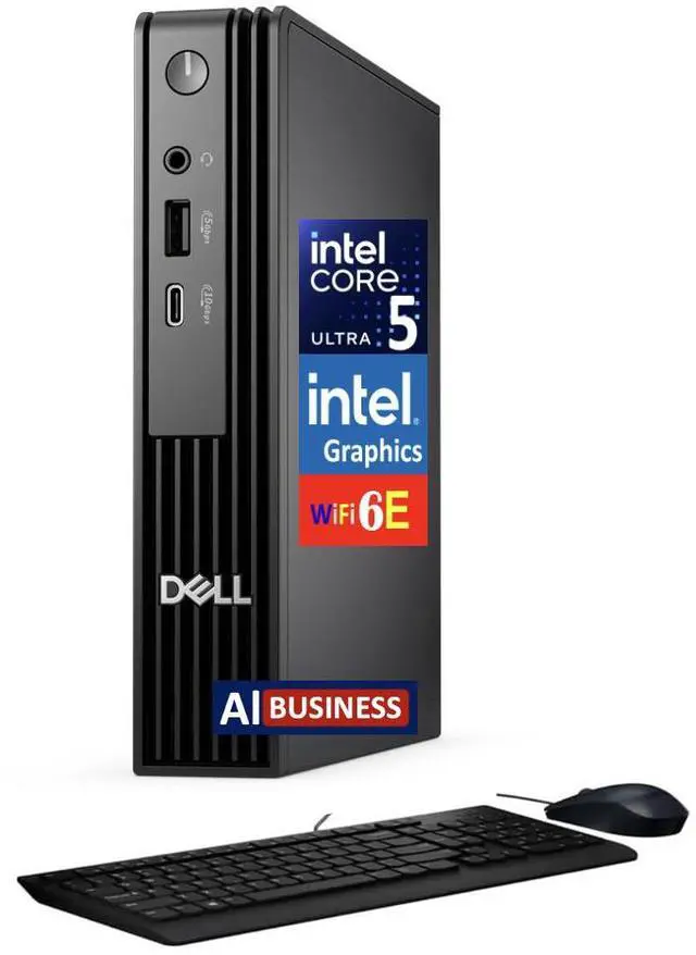 Main image of Dell Pro Micro AI Business Mini Desktop (Intel Ultra 5-235T, Intel Graphics, 64GB DDR5, 8TB PCIe SSD, WiFi 6E, Bluetooth 5.3, 90W PSU, RJ-45, 1 Display Port, 1 x HDMI 2.1, Win 11 Pro)