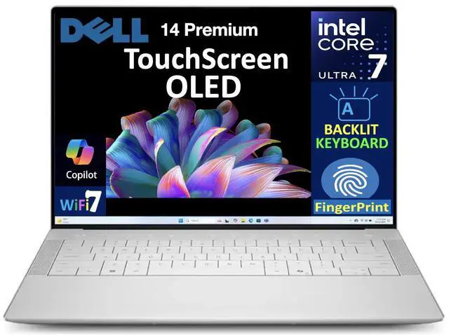 Main image of Dell 14 Premium Professional Laptop 14.5 Touchscreen OLED 3.2K Display (Intel Ultra 7-255H, 32GB LPDDR5X, 8TB PCIe SSD, Intel Arc, Backlit KB, Fingerprint, 2 Thunderbolt 4, WiFi 7, Win 11 Home)