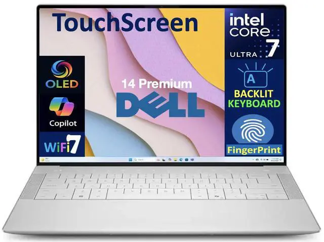 Alt view image 2 of 7 - Dell 14 Premium Professional Laptop 14.5 Touchscreen OLED 3.2K Display (Intel Ultra 7-255H, 32GB LPDDR5X, 8TB PCIe SSD, Intel Arc, Backlit KB, Fingerprint, 2 Thunderbolt 4, WiFi 7, Win 11 Home)