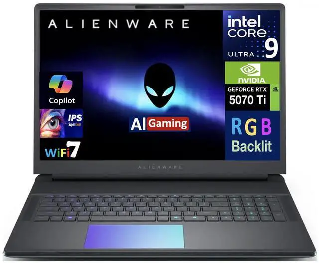 Main image of Alienware 18 Area-51 AI Gaming Laptop 18" 120Hz IPS WQXGA Display (Intel Ultra 9- 275HX, NVIDIA GeForce RTX 5070 Ti 12GB, 64GB DDR5, 8TB PCIe SSD, RGB KB, 2 Thunderbolt 5, WiFi 7, Webcam, Win 11 Pro)