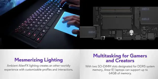 Alt view image 5 of 7 - Alienware 18 Area-51 AI Gaming Laptop 18" 120Hz IPS WQXGA Display (Intel Ultra 9- 275HX, NVIDIA GeForce RTX 5070 Ti 12GB, 64GB DDR5, 8TB PCIe SSD, RGB KB, 2 Thunderbolt 5, WiFi 7, Webcam, Win 11 Pro)