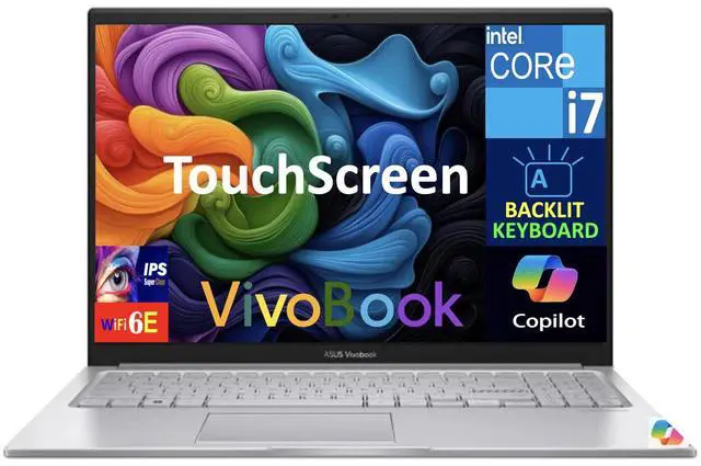 Main image of ASUS Vivobook Student & Business Laptop 15.6" Touchscreen IPS FHD Display (Intel i7-1355U, 40GB DDR4, 1TB PCIe SSD, Intel Iris Xe, Backlit KB, WiFi 6E, Webcam, Bluetooth 5.3, Win 11 Pro)