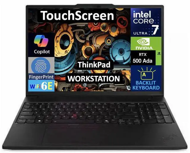 Main image of Lenovo ThinkPad Workstation Laptop 16.0" Touchscreen LCD WUXGA Display (Intel Ultra 7-155H, 16GB DDR5, 4TB PCIe SSD, RTX 500 Ada, Backlit KB, Fingerprint, 2 Thunderbolt 4, WiFi 6E, Webcam, Win 11 Pro)