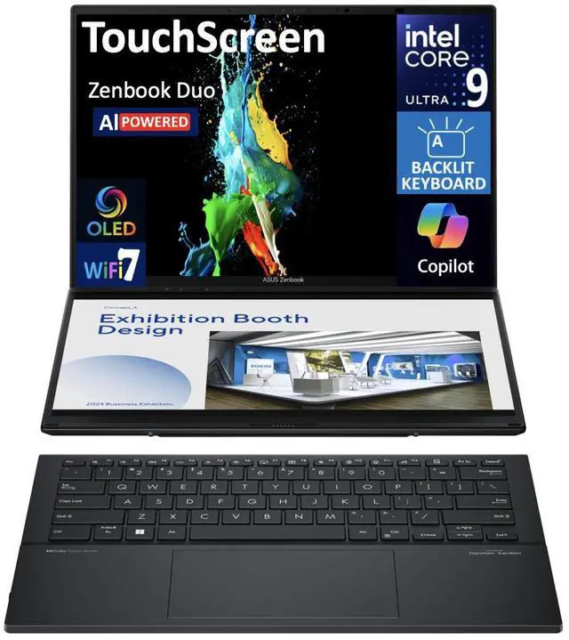 Main image of ASUS Zenbook DUO AI Powered 2-in-1 Laptop 14.0" WUXGA (Intel Ultra 9-285H, 32GB LPDDR5X, 4TB PCIe SSD, Win 11 Pro) (Renewed)