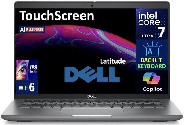 Main image of Dell Latitude AI Business Laptop 14.0" Touchscreen IPS FHD Display (Intel Core Ultra 7 155U, 16GB DDR5, 256GB SSD, Intel Graphics, Backlit KB, 2 Thunderbolt 4, WiFi 6E, Webcam, Win 11 Pro)