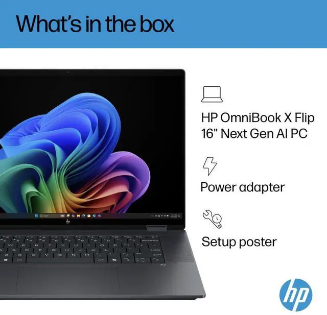 Alt view image 6 of 7 - HP OmniBook AI Powered 2-in-1 Laptop 16.0" Touchscreen IPS WUXGA Display (Intel Ultra 5-226v, 16GB LPDDR5X, 512GB SSD, Backlit KB, Thunderbolt 4, WiFi 6E, Webcam, Bluetooth 5.3, Win 11 Home)